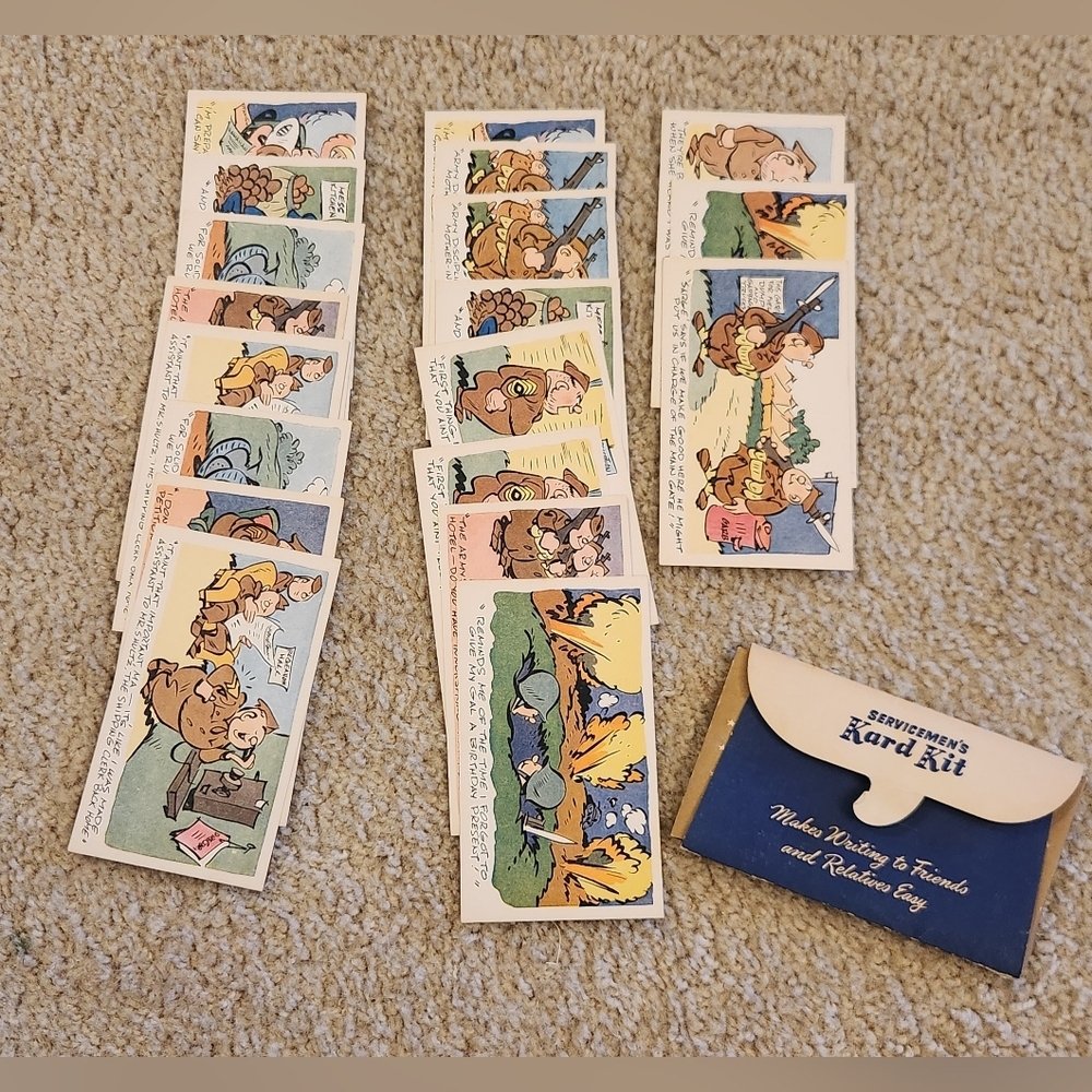 Servicemen's Kard Kit Army Series World War‎ II Era Postcards 19 Total